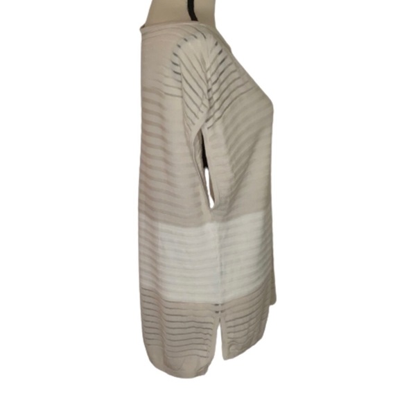 WHBM Tan Cap Sleeve Shadow Stripe Sweater Small - Picture 6 of 12